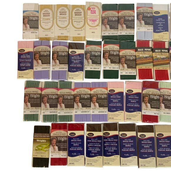 Lot Of 47 Wrights Bias Tapes Quilt Bindings Trims Assorted Colors Sizes New - Picture 6 of 9